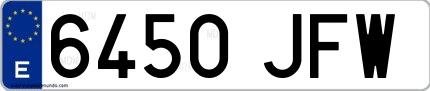 Ejemplo de matrícula española 6450 JFW