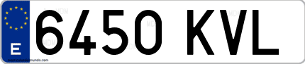 Ejemplo de matrícula de coche ordinaria 6450 KVL