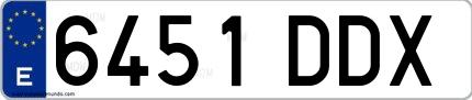 Ejemplo de matrícula española 6451 DDX