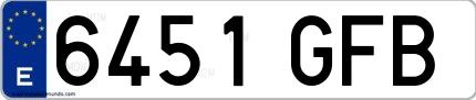 Ejemplo de matrícula española 6451 GFB