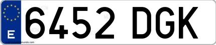 Ejemplo de matrícula española 6452 DGK