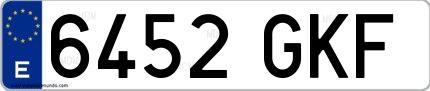 Ejemplo de matrícula española 6452 GKF