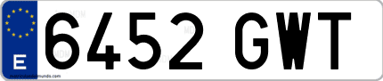 Ejemplo de matrícula de coche ordinaria 6452 GWT