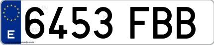 Ejemplo de matrícula española 6453 FBB