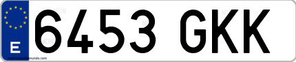 Ejemplo de matrícula de coche ordinaria 6453 GKK