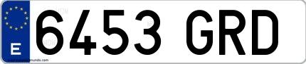 Ejemplo de matrícula española 6453 GRD