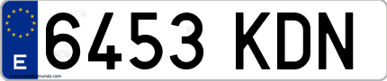 Ejemplo de matrícula de coche ordinaria 6453 KDN