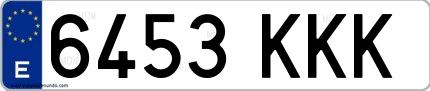 Ejemplo de matrícula española 6453 KKK