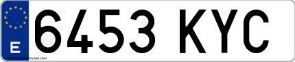 Ejemplo de matrícula de coche ordinaria 6453 KYC