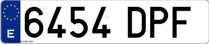 Ejemplo de matrícula española 6454 DPF