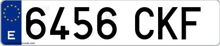 Ejemplo de matrícula española 6456 CKF