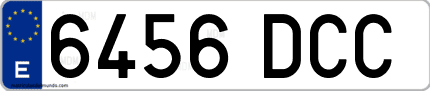 Ejemplo de matrícula de coche ordinaria 6456 DCC