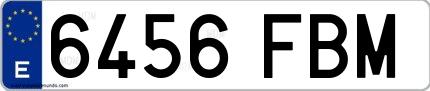 Ejemplo de matrícula española 6456 FBM