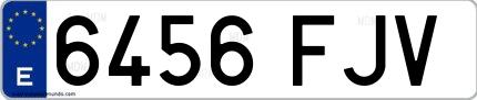 Ejemplo de matrícula española 6456 FJV