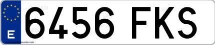 Ejemplo de matrícula española 6456 FKS
