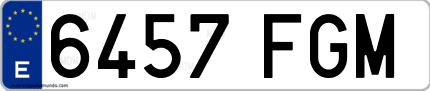 Ejemplo de matrícula de coche ordinaria 6457 FGM