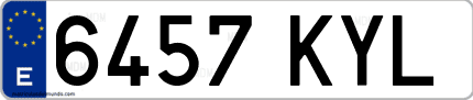 Ejemplo de matrícula de coche ordinaria 6457 KYL