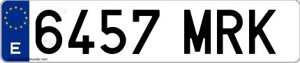 Ejemplo de matrícula española 6457 MRK