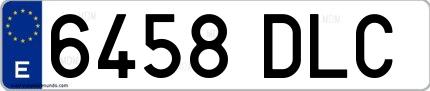 Ejemplo de matrícula española 6458 DLC