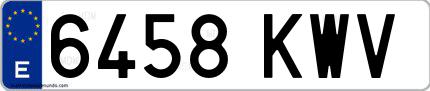 Ejemplo de matrícula española 6458 KWV