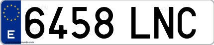 Ejemplo de matrícula de coche ordinaria 6458 LNC