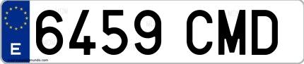 Ejemplo de matrícula española 6459 CMD