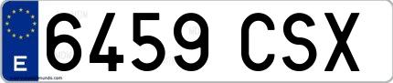 Ejemplo de matrícula española 6459 CSX