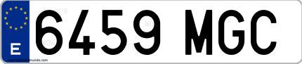 Ejemplo de matrícula de coche ordinaria 6459 MGC