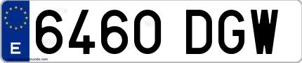 Ejemplo de matrícula española 6460 DGW