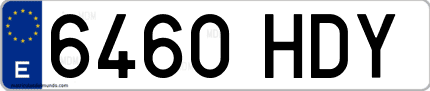Ejemplo de matrícula de coche ordinaria 6460 HDY
