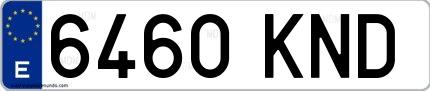 Ejemplo de matrícula española 6460 KND