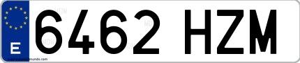 Ejemplo de matrícula española 6462 HZM