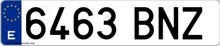 Ejemplo de matrícula española 6463 BNZ