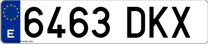 Ejemplo de matrícula de coche ordinaria 6463 DKX
