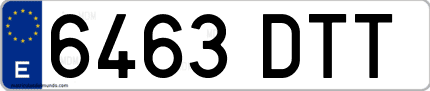 Ejemplo de matrícula de coche ordinaria 6463 DTT