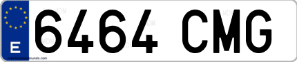 Ejemplo de matrícula de coche ordinaria 6464 CMG