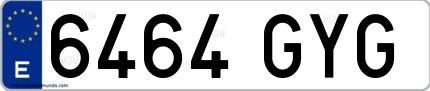Ejemplo de matrícula española 6464 GYG