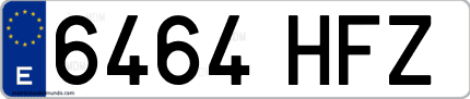 Ejemplo de matrícula de coche ordinaria 6464 HFZ