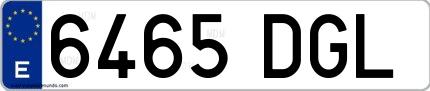 Ejemplo de matrícula española 6465 DGL