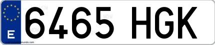 Ejemplo de matrícula española 6465 HGK