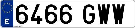 Ejemplo de matrícula española 6466 GWW