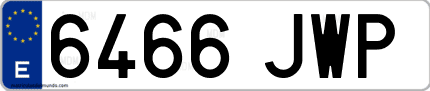 Ejemplo de matrícula de coche ordinaria 6466 JWP