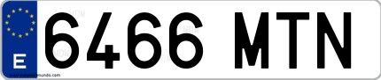 Ejemplo de matrícula española 6466 MTN