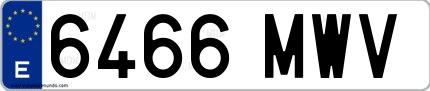 Ejemplo de matrícula española 6466 MWV