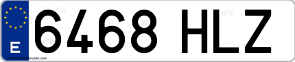 Ejemplo de matrícula de coche ordinaria 6468 HLZ