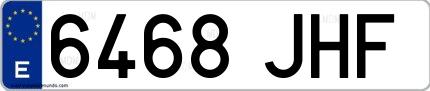 Ejemplo de matrícula española 6468 JHF