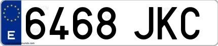 Ejemplo de matrícula española 6468 JKC