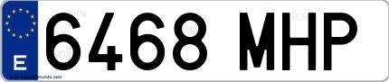 Ejemplo de matrícula española 6468 MHP