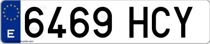 Ejemplo de matrícula española 6469 HCY