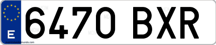 Ejemplo de matrícula de coche ordinaria 6470 BXR